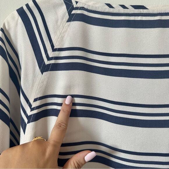 Ulla Johnson Jetty Sailor Stripe Silk Blend Top Size 8 - Picture 4 of 6